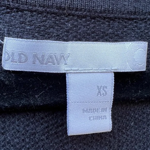 Old Navy black waffle knit fitted tie v-neck long sleeve 100% cotton t-shirt top - Picture 7 of 9